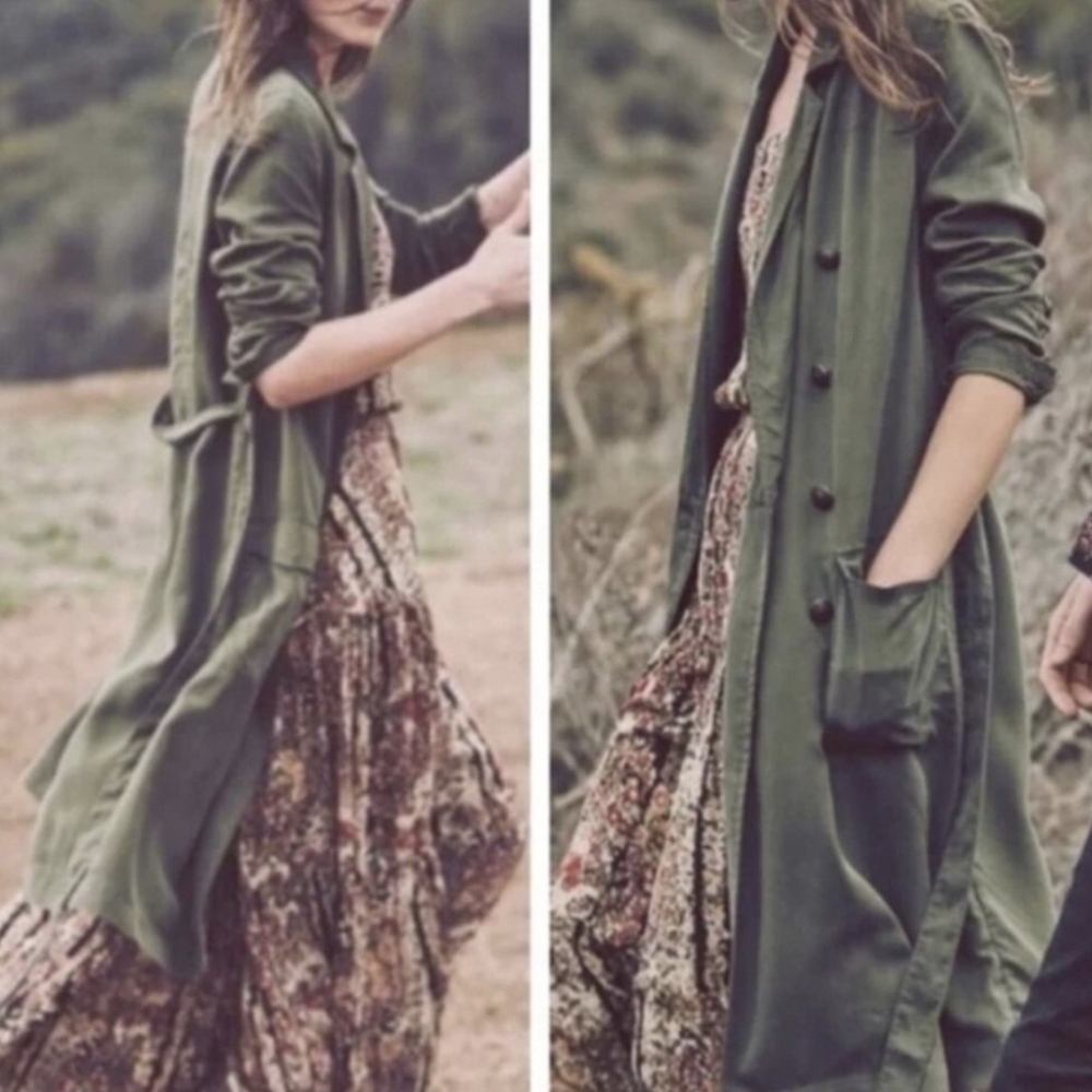 Free People Double Breasted Military Trench Coat (Missing Tie Belt) S